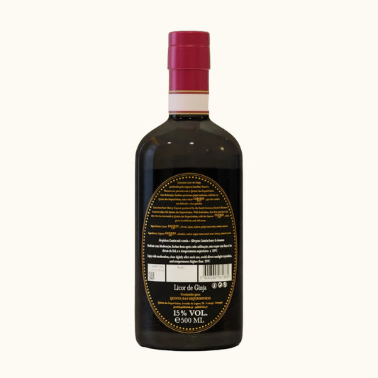 Sequerinha Ginja - Rückseite der Flasche mit Ettiket Ansicht