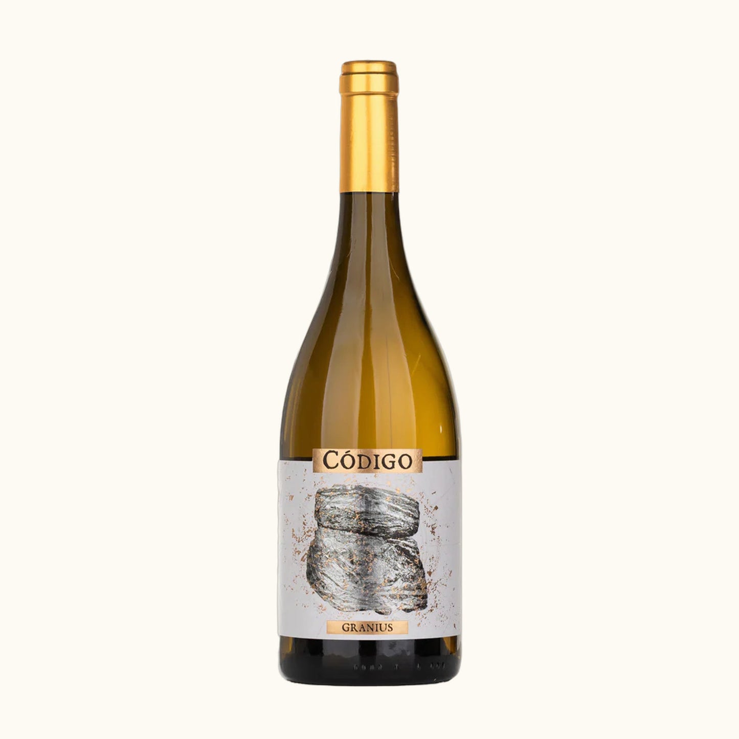 Codigo Granius 2022 Weisswein - Flasche mit Etikett vor beigem Hintergrund