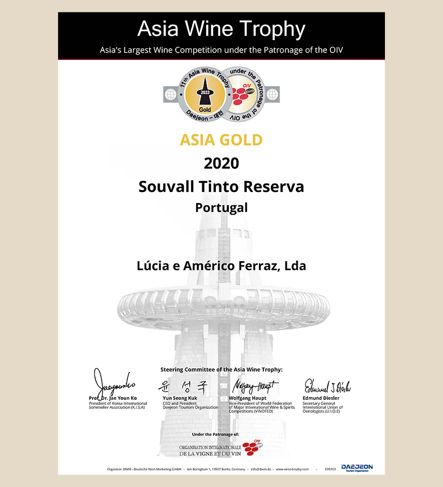 Auszeichnung "Asia Wine Trophy Gold" Souvall Tinto Reserva 2020