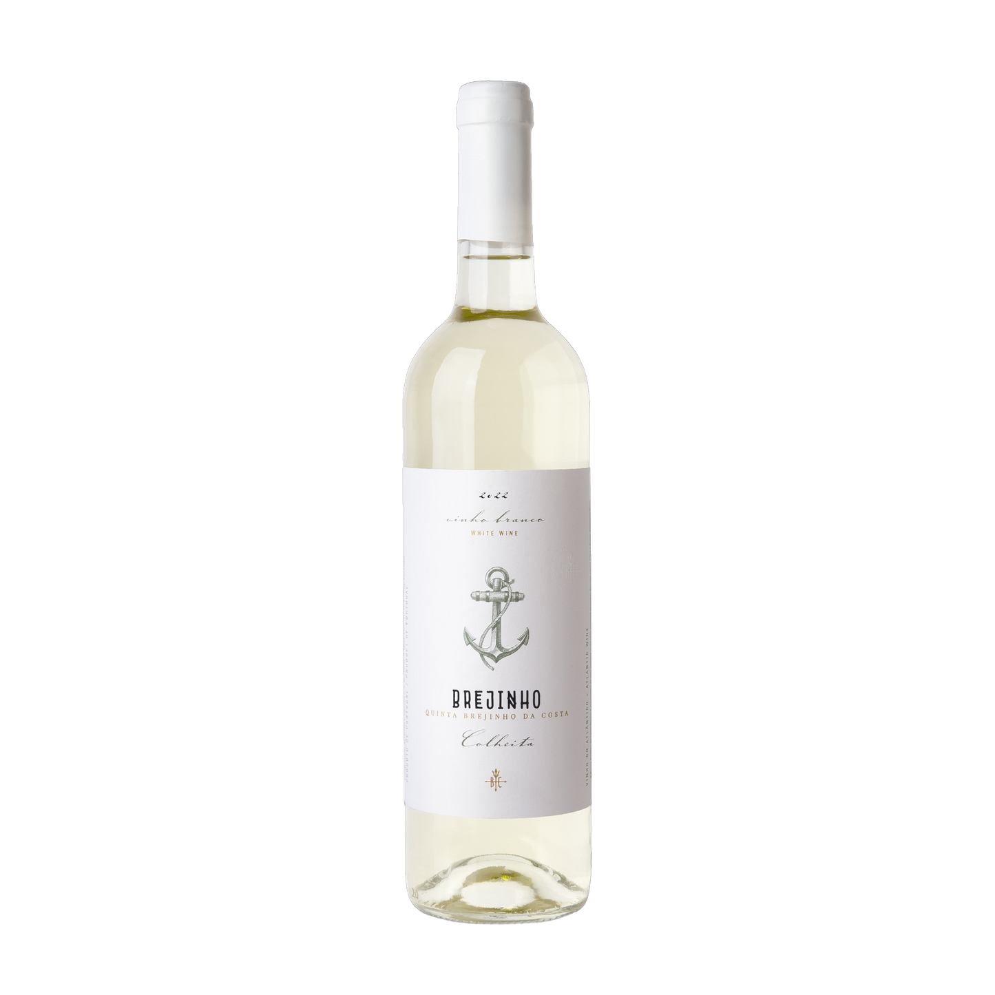 Brejinho da Costa Colheita Branco 2021 – Flasche Weisswein mit Etikett vor weissem Hintergrund