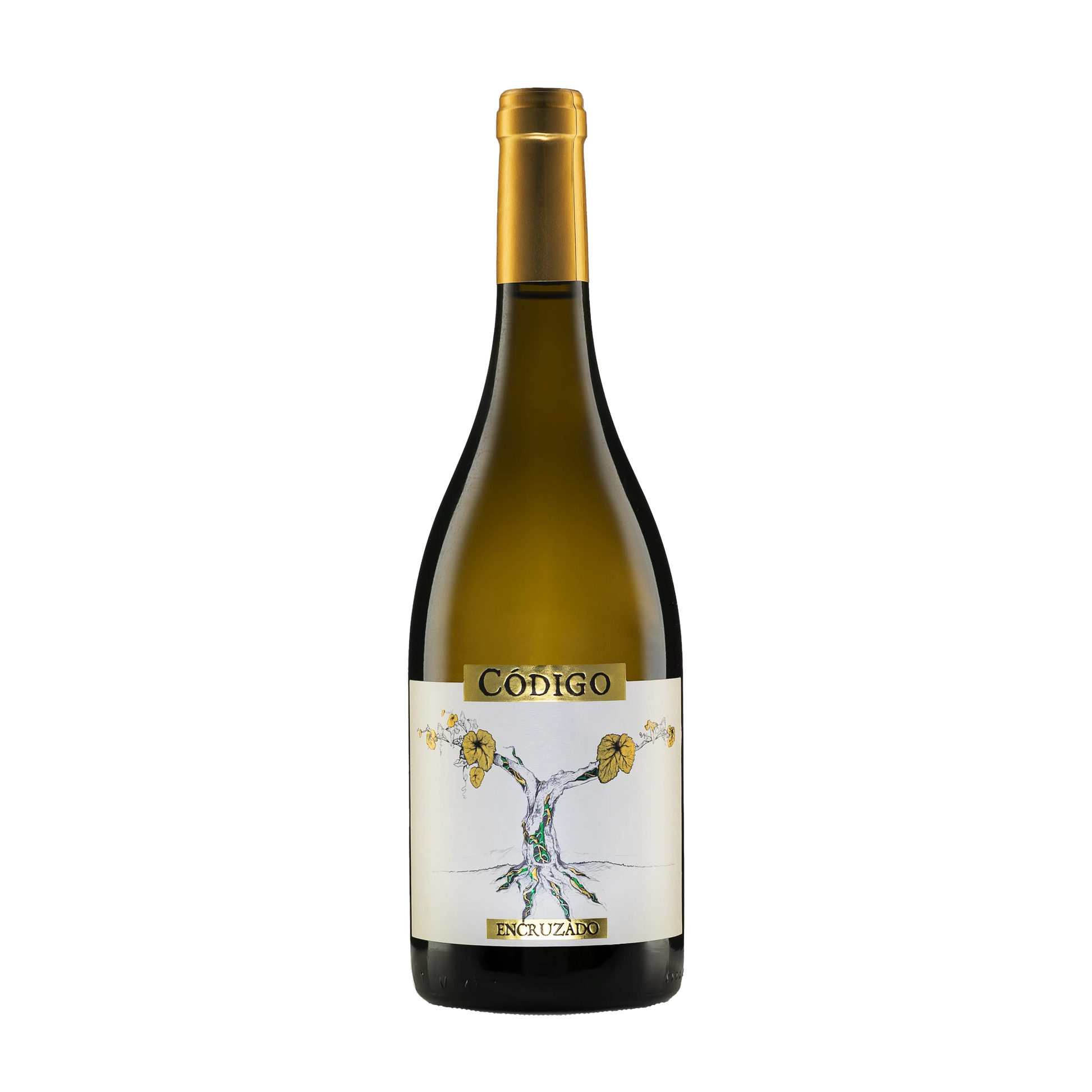 Código Encruzado Branco 2023 - Flasche mit Etikett