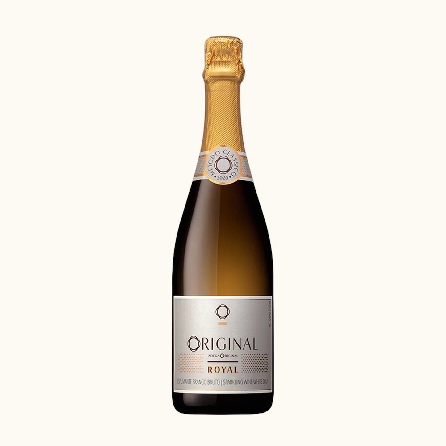Quatro Cravos Original Schaumwein Royal - Flasche mit Etikett vor beigem Hintergrund