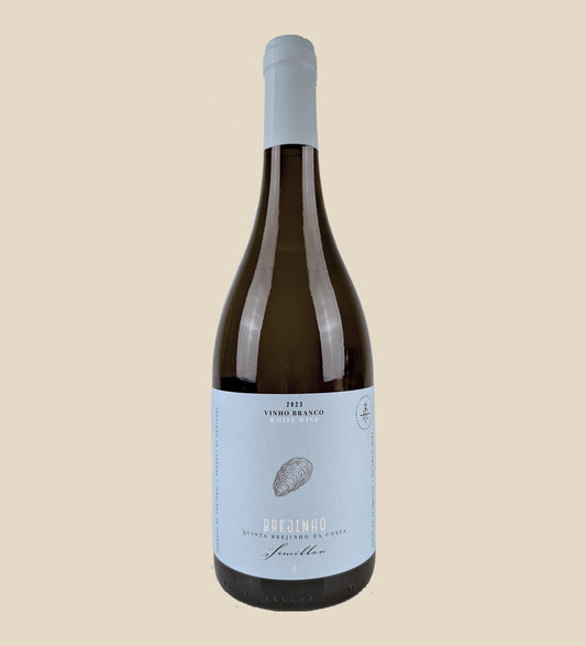 Brejinho Semillion 2023 - Flasche mit Etikett vor weissem Hintergrund