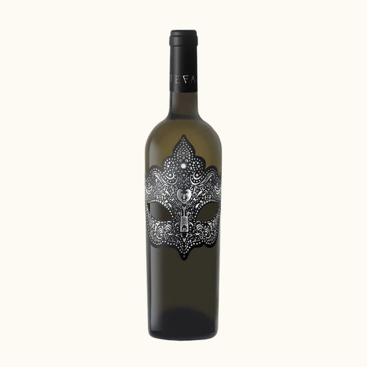 VolteFace Weisswein Reserva 2022 - Flasche mit Etikett vor beigem Hintergrund