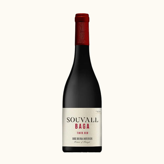 LA Ferraz Souvall Baga 2022 Rotwein - Flasche mit Etikett vor beigem Hintergrund