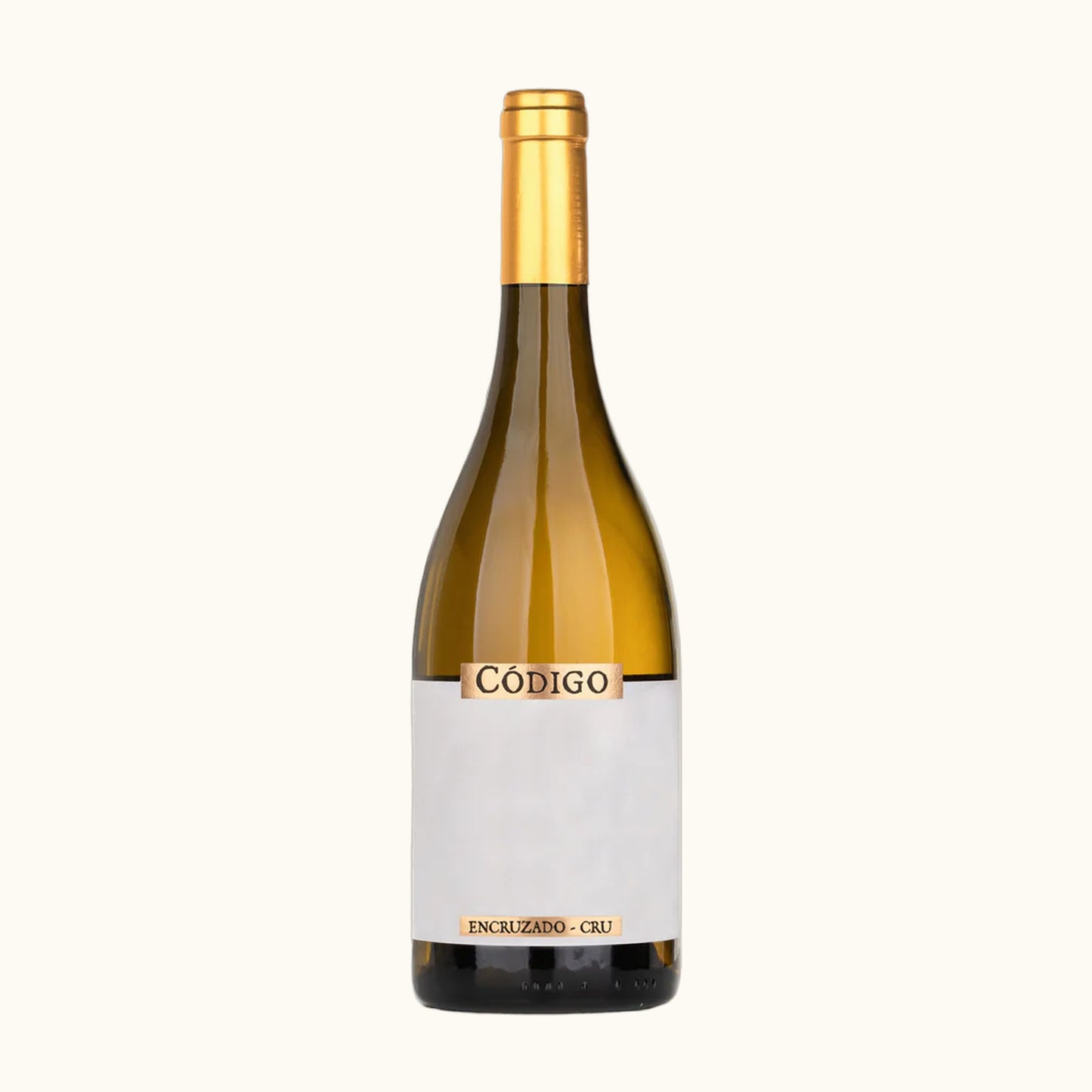Codigo Encruzado-Cru - Flasche mit Etikett vor beigem Hintergrund