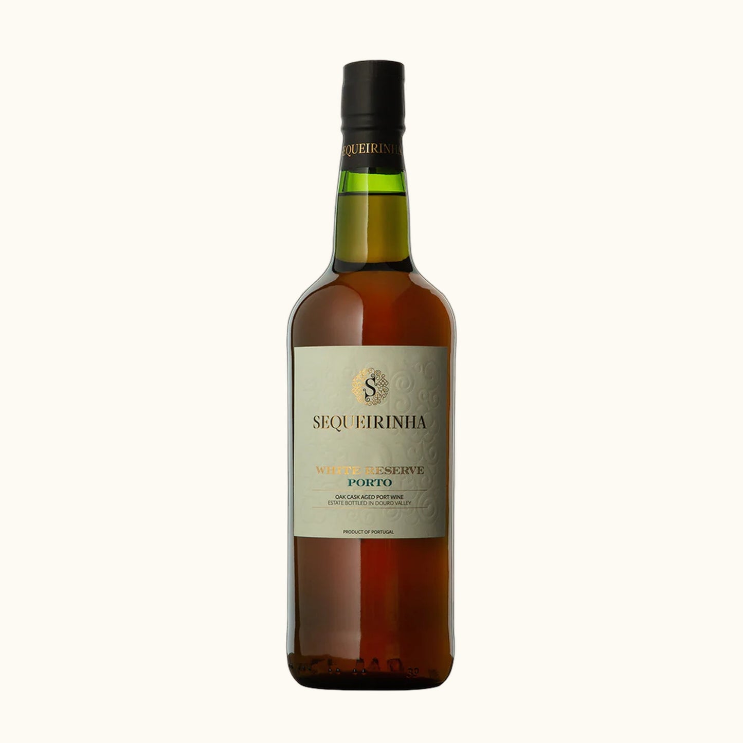Sequeirinha Portwein Reserva Weiss - Flasche mit Etikett vor weissem Hintergrund